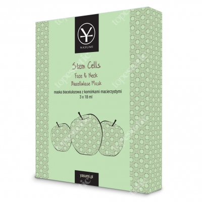 Yasumi Stem Cells Face and Neck Biocellulose Mask Maska biocelulozowa na twarz i szyję z komórkami macierzystymi 3 szt.