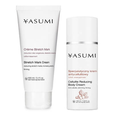 Yasumi Stretch Mark Cream + Cellulite Reducing Body Cream ZESTAW Krem do ciała likwidujący rozstępy 100 ml + Antycellulitowy krem do ciała 100 ml