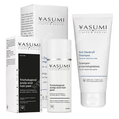 Yasumi Trichological Scalp and Hair Peel + Anti Dandruff Shampoo ZESTAW Peeling do skóry głowy i włosów 50 ml + Szampon przeciwłupieżowy 200 ml