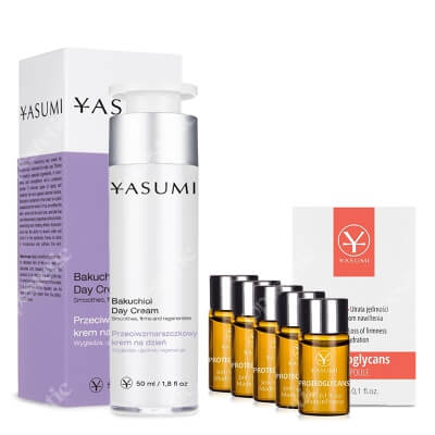 Yasumi Ujędrnienie i Nawilżenie ZESTAW Ampułka proteoglycans 3 ml x 5 + Krem na dzień z bakuchiolem 50 ml