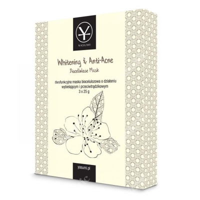 Yasumi Whitening & Anti-Acne Biocellulose Mask Dwufunkcyjna maska biocelulozowa o działaniu wybielający i przeciwtrądzikowym 3 szt.