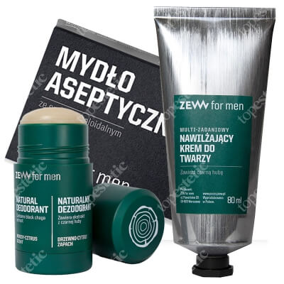 Zew For Men Basic Set ZESTAW Mydło ze srebrem koloidalnym 85 ml + Dezodorant w sztyfcie 80 g + Krem 80 ml