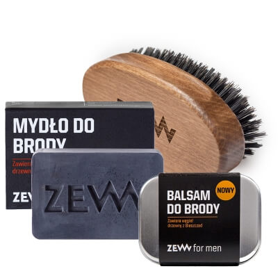 Zew For Men Beard Care ZESTAW Mydło do brody 85 ml + Balsam do brody 80 ml + Szczotka do brody 1 szt