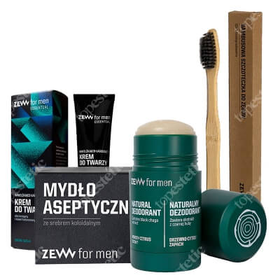 Zew For Men Favorite Set ZESTAW Dezodorant w sztyfcie 80 g + Krem do twarzy 50 ml + Mydło ze srebrem koloidalnym 85 ml + Bambusowa szczoteczka do zębów 1 szt
