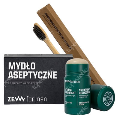 Zew For Men Favorite Set ZESTAW Dezodorant w sztyfcie 80 g + Mydło ze srebrem koloidalnym 85 ml + Bambusowa szczoteczka do zębów 19 cm