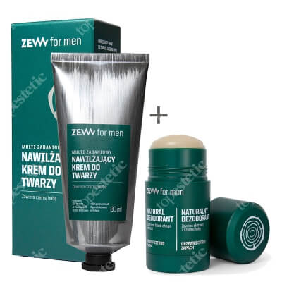 Zew For Men Krem Do Twarzy + Dezodorant ZESTAW Zawiera czarną hubę 80 ml + Dezodorant w sztyfcie 80 g
