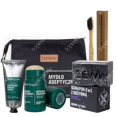 Zew For Men Men Set ZESTAW Mydło 85 ml + Szampon i odżywka 85 ml + Szczoteczka do zębów 19 cm + Dezodorant w sztyfcie 80 g + Krem 80 ml + Kosmetyczka 1 szt