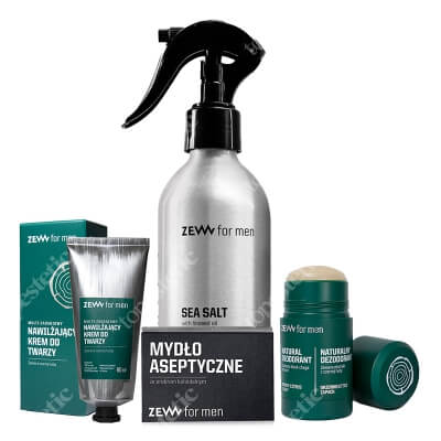 Zew For Men Mens World ZESTAW Mydło 85 ml + Dezodorant 80 g + Krem 80 ml + Sól morska w sprayu 40 ml