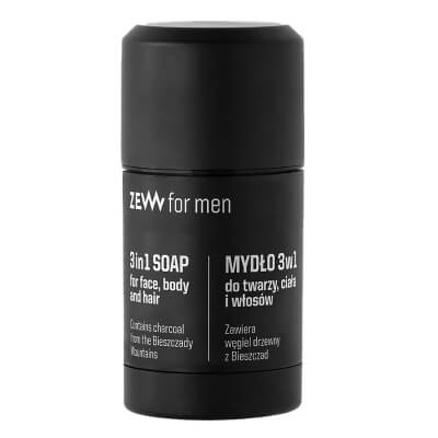 Zew For Men Mydło 3 w 1 Naturalne mydło do twarzy, ciała i włosów z węglem drzewnym w sztyfcie 85 ml