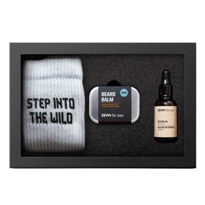 Zew For Men Nieokiełznany Drwal z Balsamem do Brody ZESTAW Olejek do brody w płynie 30 ml + Balsam do brody 80 ml + Skarpetki 1 para