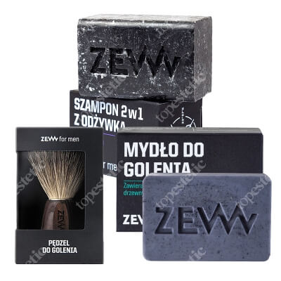 Zew For Men Perfect Start ZESTAW Mydło Do Golenia 85 ml + Szampon i Odżywka 2w1 85 ml + Pędzel do golenia 1 szt