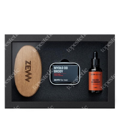 Zew For Men Prosty Drwal Z Olejem Konopnym Matowy ZESTAW Olejek do brody z olejem konopnym 30 ml + Mydło do brody 85 ml + Szczotka 1 szt