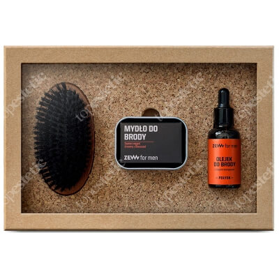 Zew For Men Prosty Drwal Z Olejem Konopnym Połysk ZESTAW Olejek do brody z olejem konopnym 30 ml + Mydło do brody 85 ml +Szczotka 1 szt