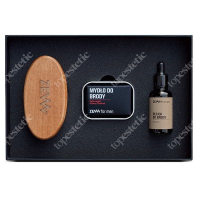 Zew For Men Prosty Drwal ZESTAW Olejek do brody 30 ml + Mydło do brody 85 ml + Szczotka + Mydelniczka