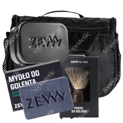 Zew For Men Shaving Travel Set ZESTAW Mydło do golenia 85 ml + Pędzel do golenia 1 szt + Mydelniczka 1 szt + Kosmetyczka 1 szt