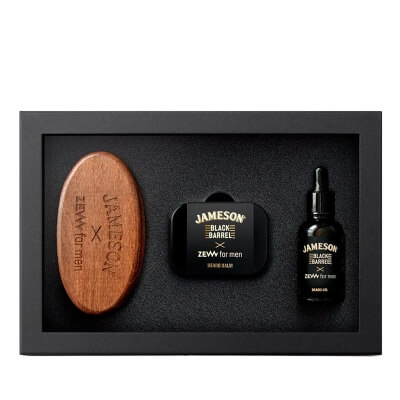 Zew For Men Simple Jameson Black Barrel ZESTAW Balsam do brody 80 ml + Odżywczy olejek do brody 30 ml + Szczotka do brody 1 szt