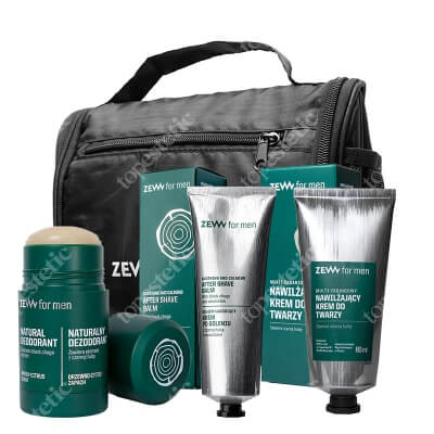 Zew For Men Travel Set ZESTAW Krem po goleniu 80 ml + Dezodorant w sztyfcie 80 g + Krem do twarzy 80 ml + Kosmetyczka 1 szt