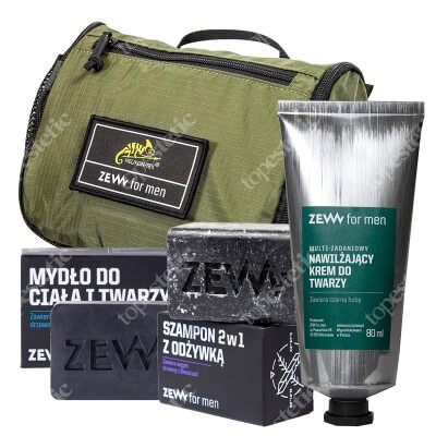 Zew For Men Travel Set ZESTAW Mydło do ciała 85 ml + Szampon i odżywka 85 ml + Krem do twarzy 80 ml + Kosmetyczka 1 szt