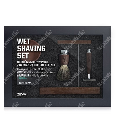 Zew For Men Wet Shaving Set ZESTAW Pędzel 1 szt + Maszynka na żyletki 1 szt + Stojak 1 szt + Mydło do golenia