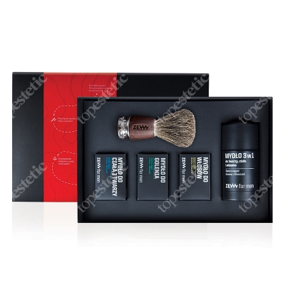 Zew For Men Zestaw Golibrody ZESTAW Mydło 85 ml + Mydło 85 ml + Mydło 85 ml + Mydło 3 w 1 + Pędzel 1 szt.