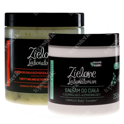 Zielone Laboratorium Balsam do Ciała Ujędrniająco-Wzmacniający + Peeling do ciała oczyszczająco-detoksykujący ZESTAW Body Complex 250 ml + Peeling rozmaryn i pietruszka 350 g