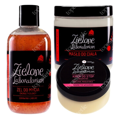 Zielone Laboratorium Body Spa Set ZESTAW Żel Żurawina i Jabłko 250 ml + Masło Jabłko i Lawenda 250 ml + Krem do stóp 100 ml