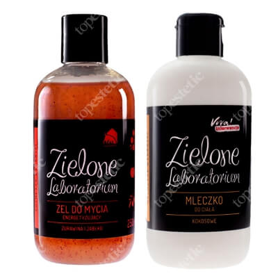 Zielone Laboratorium Energetyzujący Żel Do Mycia + Mleczko Do Ciała ZESTAW Żurawina i jabłko 250 ml + Kokos 250 ml