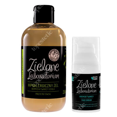 Zielone Laboratorium Krem do twarzy + Hipoalergiczny Żel Do Mycia Twarzy i Ciała ZESTAW Krem regenerująco-nawilżający 30 ml + Żel proteiny owsa 250 ml