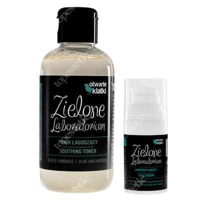 Zielone Laboratorium Krem do twarzy + Tonik Łagodzący ZESTAW Krem regenerująco-nawilżający 30 ml + Tonik Aloes i hibiskus 150 ml