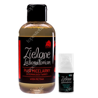 Zielone Laboratorium Płyn Micelarny Do Demakijażu Twarzy + Krem do twarzy ZESTAW Woda miętowa 150 ml + Krem regenerująco-nawilżający 30 ml