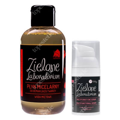 Zielone Laboratorium Płyn Micelarny + Serum Do Twarzy ZESTAW Woda miętowa 150 ml + Serum z kwasem hialuronowym 30 ml