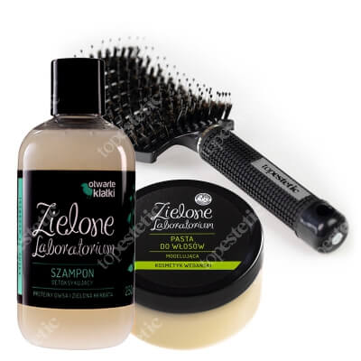 Zielone Laboratorium Zestaw Do Włosów ZESTAW Szampon 250 ml + Pasta modelująca 100 ml + Szczotka do włosów 1 szt
