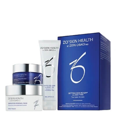 ZO Skin Health Getting Skin Ready ZESTAW Łagodny preparat oczyszczający dla wszystkich typów skóry 60 ml + Pasta złuszczająca 16,2 g + Płatki oczyszczające 30 szt