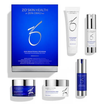 ZO Skin Health Skin Brightening Program ZESTAW Preparat oczyszczający 60 ml + Pasta złuszczająca 16,2 g + Płatki oczyszczające 30 szt + Serum 30 ml + Preparat rozjaśniający 30 ml