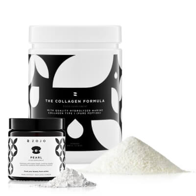 Zojo Pearl Food Suplement + The Collagen Formula ZESTAW Ekstrakt z perły 35 g + Hydrolizowany kolagen rybi w proszku 300 g