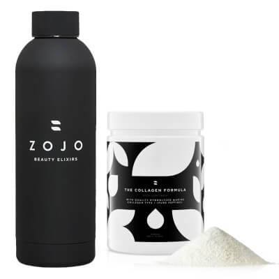 Zojo The Collagen Formula + Butelka Wellness ZESTAW Hydrolizowany kolagen rybi w proszku 300 g + Butelka na kolagen do picia lub smoothie 500 ml