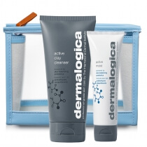 Dermalogica Active Clay Cleanser + Active Moist 2.0  ZESTAW Produkt oczyszczający 150 ml + Lekki krem do skóry tłustej i mieszanej 50 ml + Kosmetyczka 1 szt