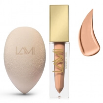 Lami Cosmetics Makeup Blender Sponge + Liquid Lipstick ZESTAW Gąbka do makijażu z proszku kwiatowego 1 szt. + Pomadka kolor - Classic Nude (04) 5 g