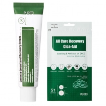 Purito All Care Recovery Cica - Aid + Centella Green Level Recovery Cream ZESTAW Plastry do stosowania punktowo 51 szt + Regenerujący krem 50 ml