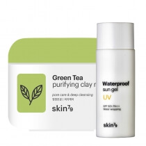 Skin79 Green Tea Purifying Clay Mask + Sun Gel SPF 50+ PA+++ ZESTAW Peelingująca maska oczyszczająca 100 ml + Wodoodporny krem ochronny 50 ml