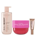 Bali Body Clear Self Tanning Gel + Bronzing Serum + Express Tan Remover Scrub ZESTAW Transparenty żel samoopalający do ciała 400 ml + Serum brązujące do twarzy 30 ml + Ekspresowy środek do usuwania opalenizny 225 g