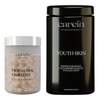 Carein Hormonal Hair Loss + Youth Skin ZESTAW Łysienie androgenowe żeńskie 120 kapsułek + Kuracja 30 dni Odmłodzona skóra bez zmarszczek 240 g