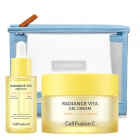 Cell Fusion C Pielęgnacja Nawilżająco - Rozjaśniająca Radiance Vita ZESTAW Rozjaśniający krem - żel o lekkiej konsystencji 55 ml + Serum z witaminą C i arbutyną 30 ml + Przezroczysta 1 szt