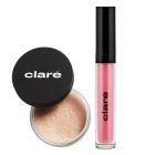 Clare Oh! Glow - Botox + Glossy Lip Barrier ZESTAW Puder rozświetlający (kolor Btx 32) 1 g + Ochronny błyszczyk do ust (kolor Taffy Pink 02) 6 ml