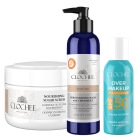 Clochee Body Care ZESTAW Peeling cukrowy 250 ml + Balsam z ceramidami 250 ml + Mgiełka SPF 50 75 ml
