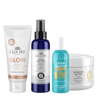Clochee Favorite Set ZESTAW Mgiełka SPF 50 75 ml + Mgiełka nawilżająca 100 ml + Rozświetlający balsam do ciała 100 ml + Bogate masło do ciała 250 ml