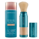 Colorescience GlowShield Duo ZESTAW Minerały w emulsji do twarzy (kolor medium) 55 ml + Mineralny puder ochronny w pędzlu (kolor Medium) 4,3 g