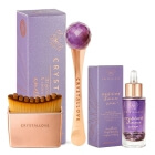 Crystallove Amethyst Massage Set ZESTAW Szczotka do drenażu limfatycznego 1 szt + Masażer pod oczy 3D 1 szt + Serum z ametystem i bakuchiolem 30 ml