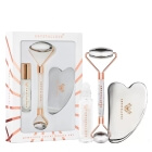 Crystallove Cryo Ice Beauty Set ZESTAW Roller 1 szt + Płytka gua sha 1 szt + Buteleczka na olejek Kryształ Górski 10 ml