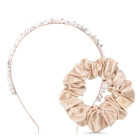 Crystallove Crystal Hair Set ZESTAW Opaska 1 szt + Gumka jedwabna (złota) 1 szt